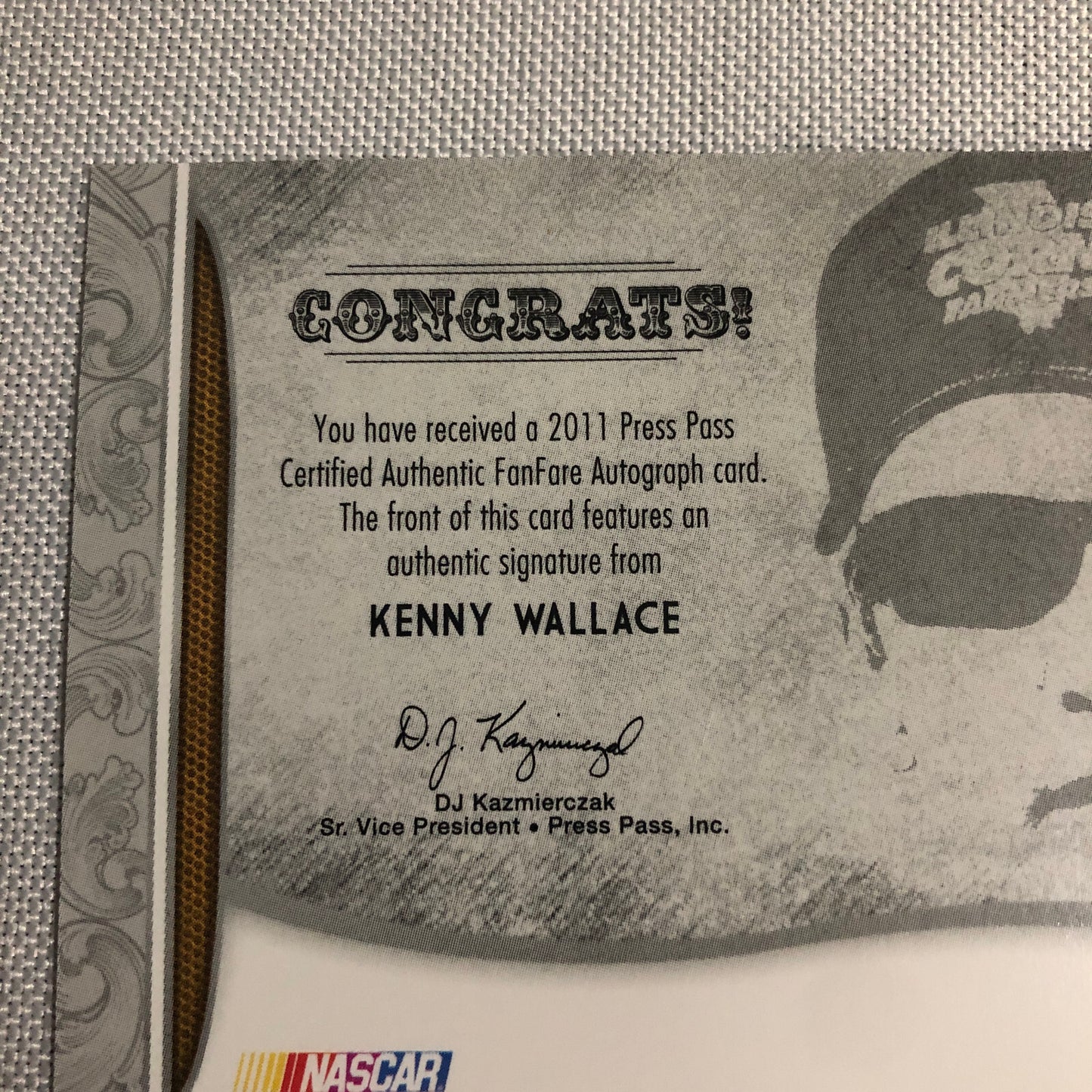 2011 Press Pass Fanfare Autograph Kenny Wallace Signed Signature Auto NASCAR
