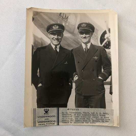 Press Photo Photograph Aviators Pilots London to Melbourne Air Race Underwood
