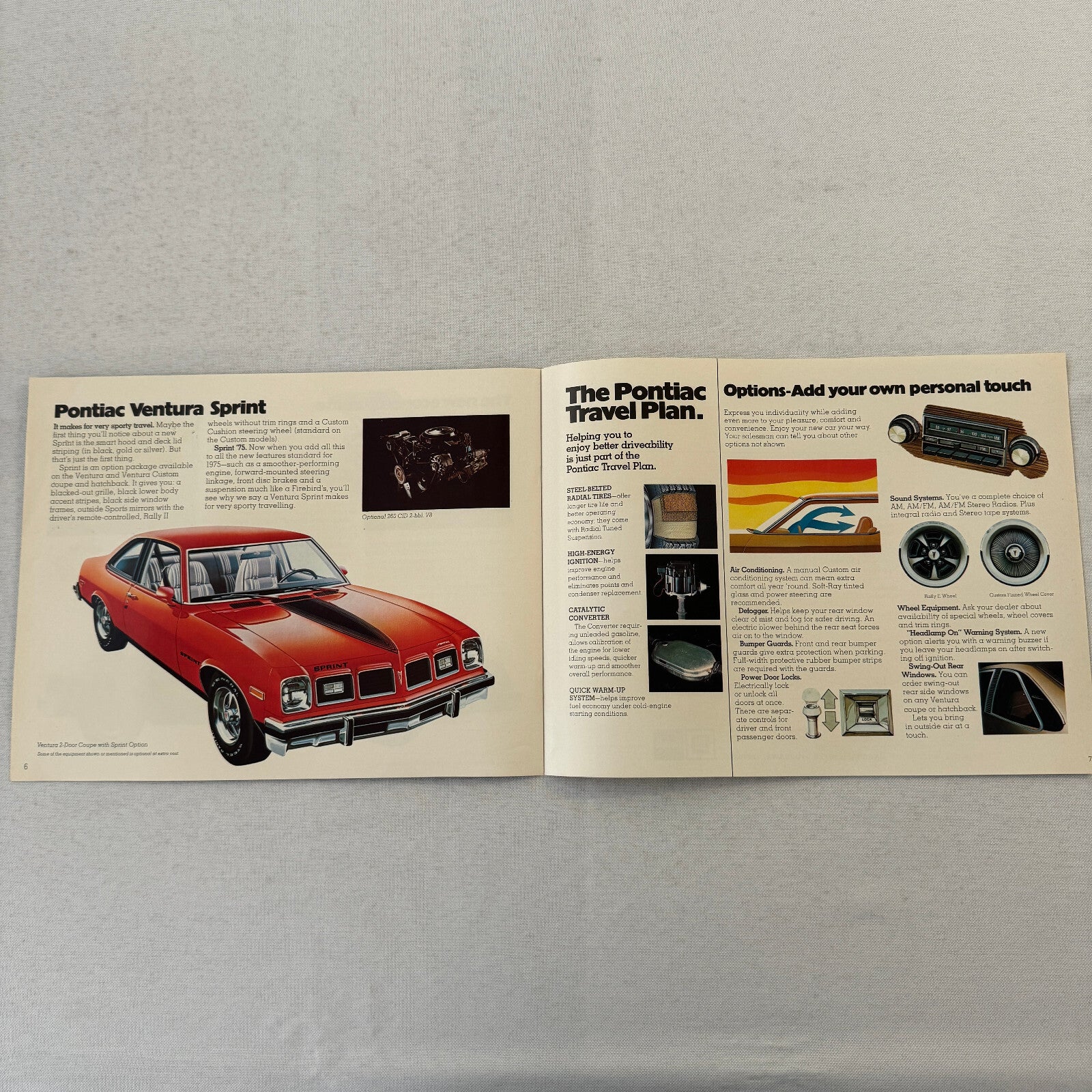 1975 Pontiac Ventura Car Sales Brochure Catalog SJ Custom Sprint Vintage