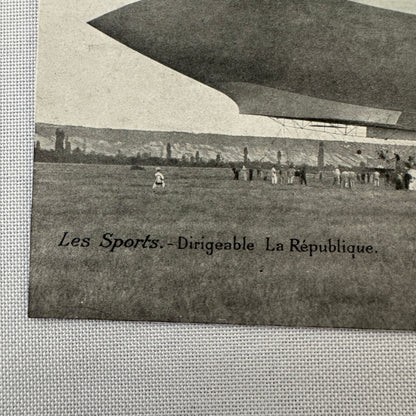 Vintage Zeppelin Airship Dirigible Postcard Post Card French Republique Military