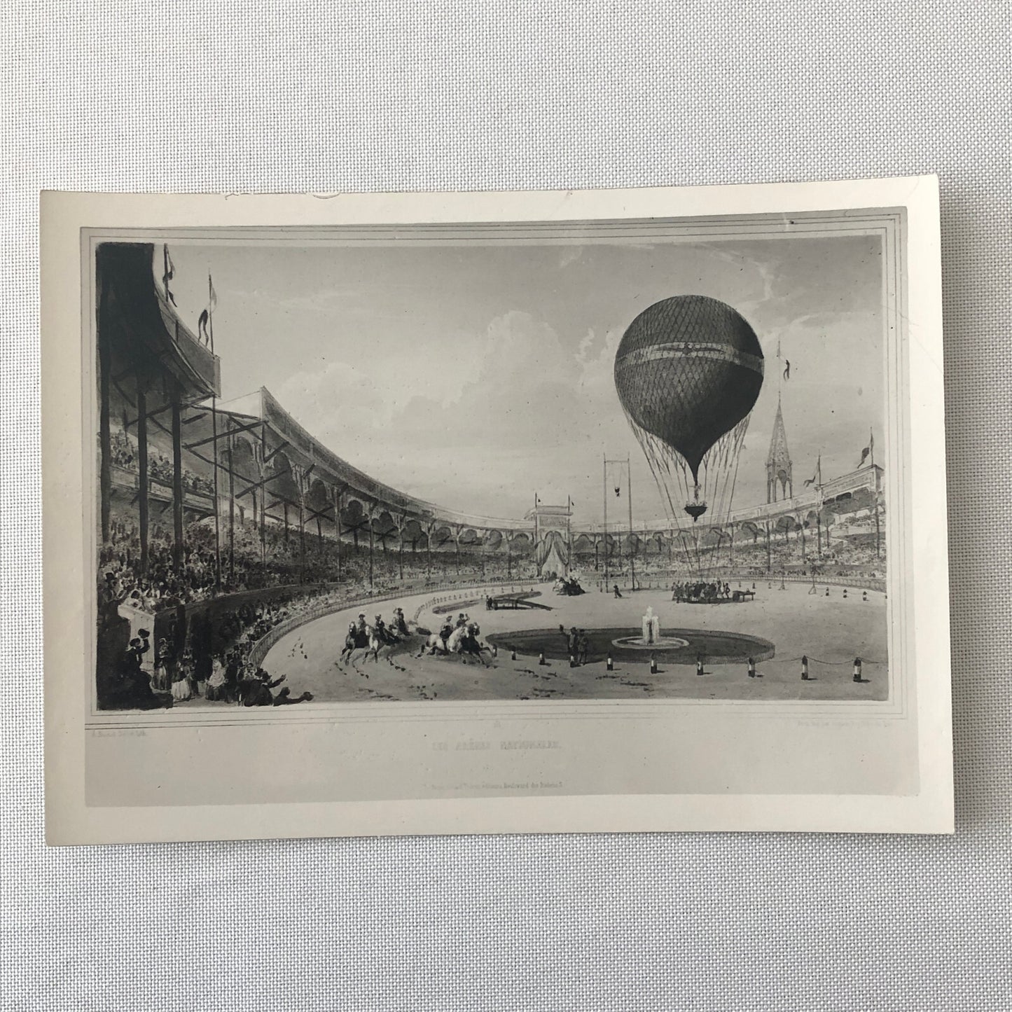 Vintage Photograph of Painting Circus Scene Horses Hot Air Balloon Photo