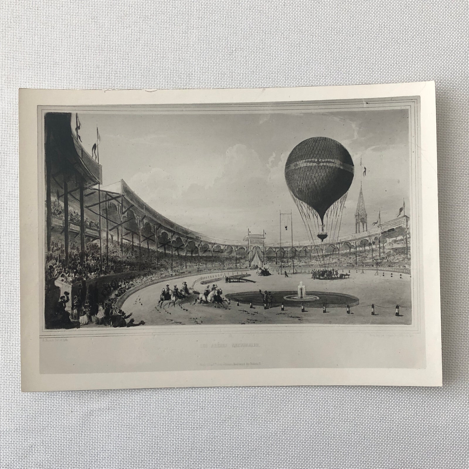 Vintage Photograph of Painting Circus Scene Horses Hot Air Balloon Photo