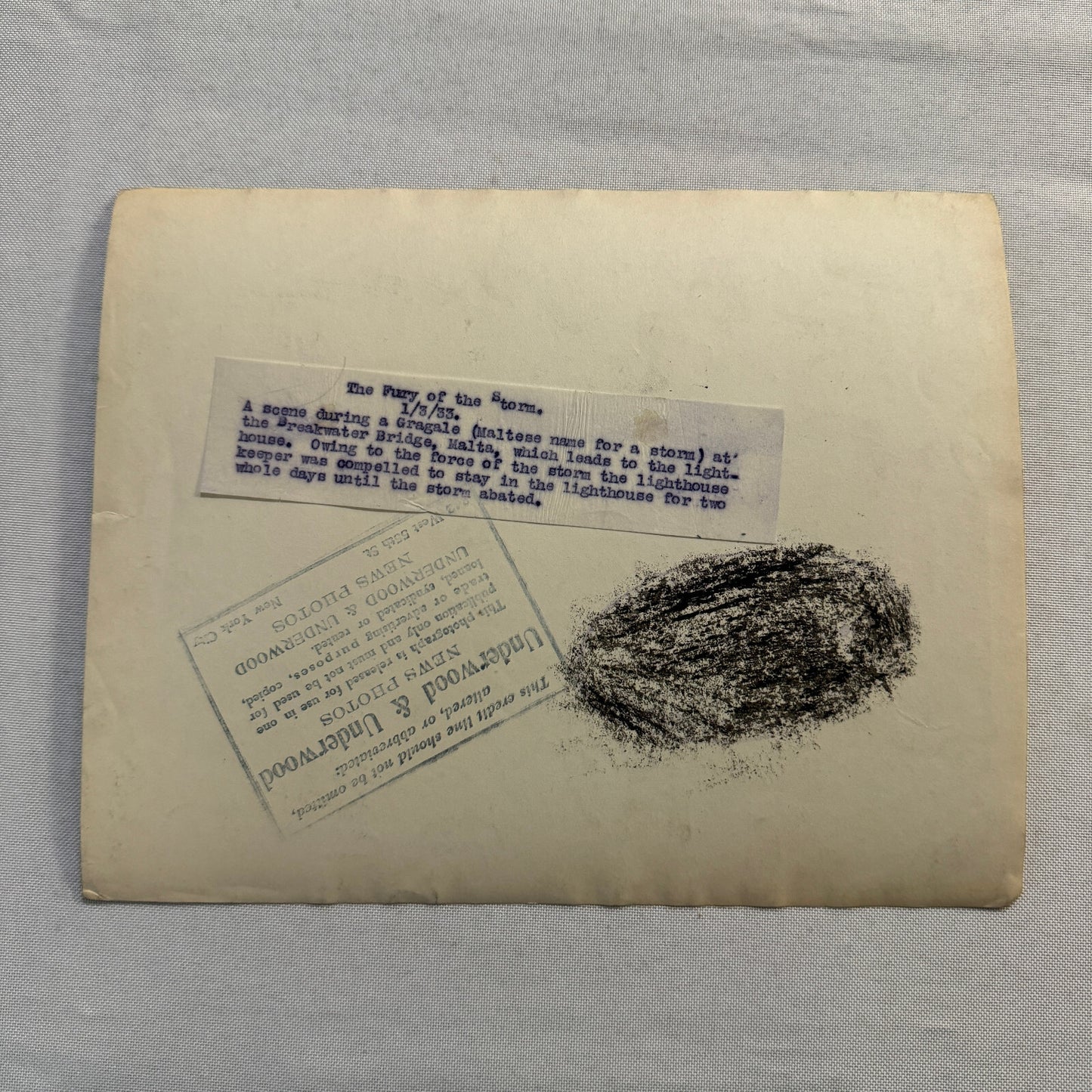 1933 Press Photo Photograph Large Storm in Malta Lighthouse Light House