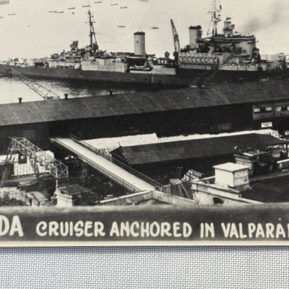 HMCS Uganda Military Ship in Valparaiso Bay Chile 1946 Photo Photograph Modern