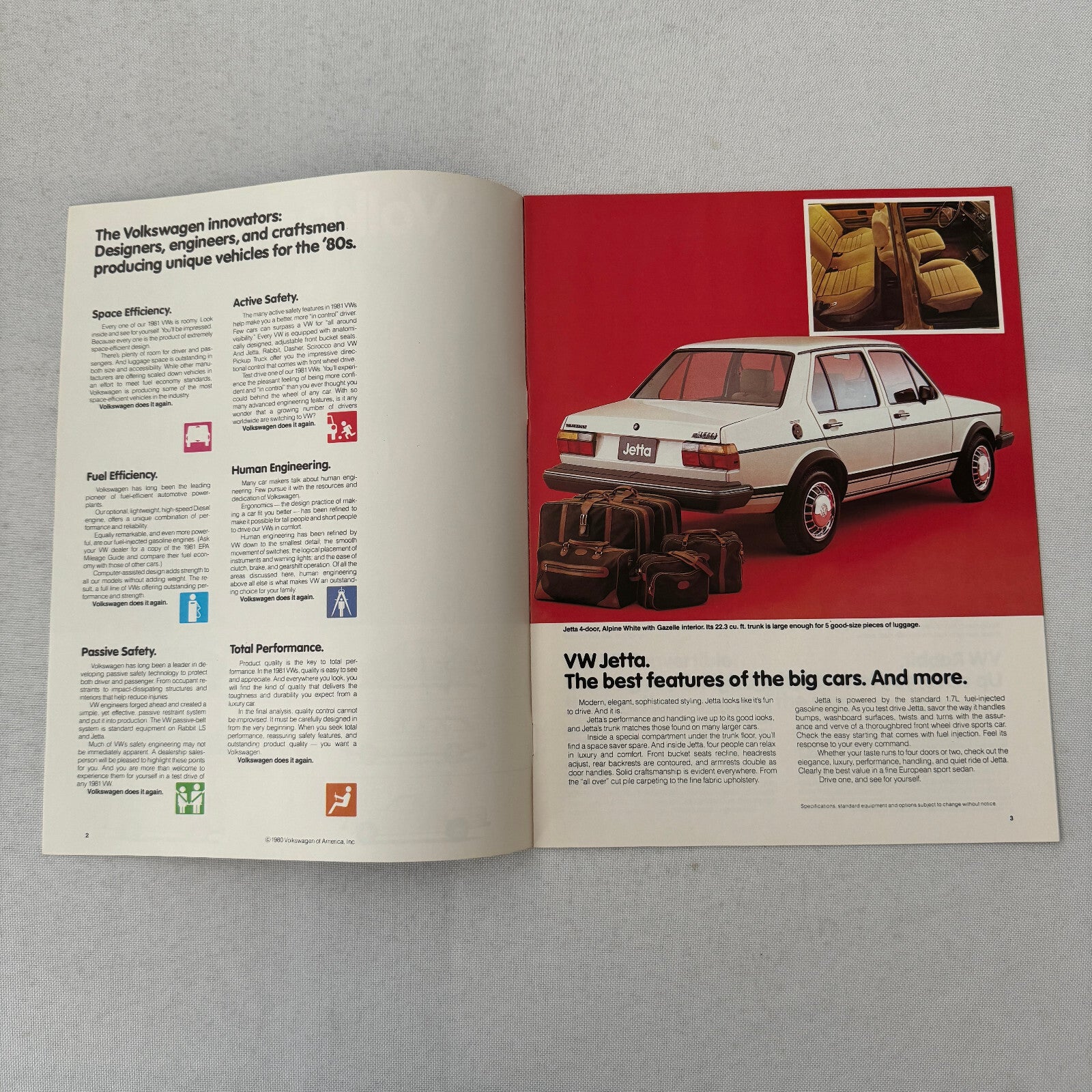 1981 Volkswagen VW Car Sales Brochure Catalog Vanagon Camper Jetta Scirocco +