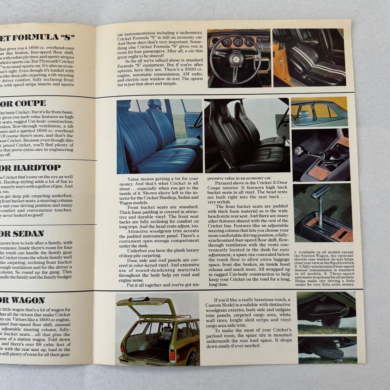 Plymouth Cricket Car Sales Brochure Catalog Canadian Formula S Coupe Sedan Wagon