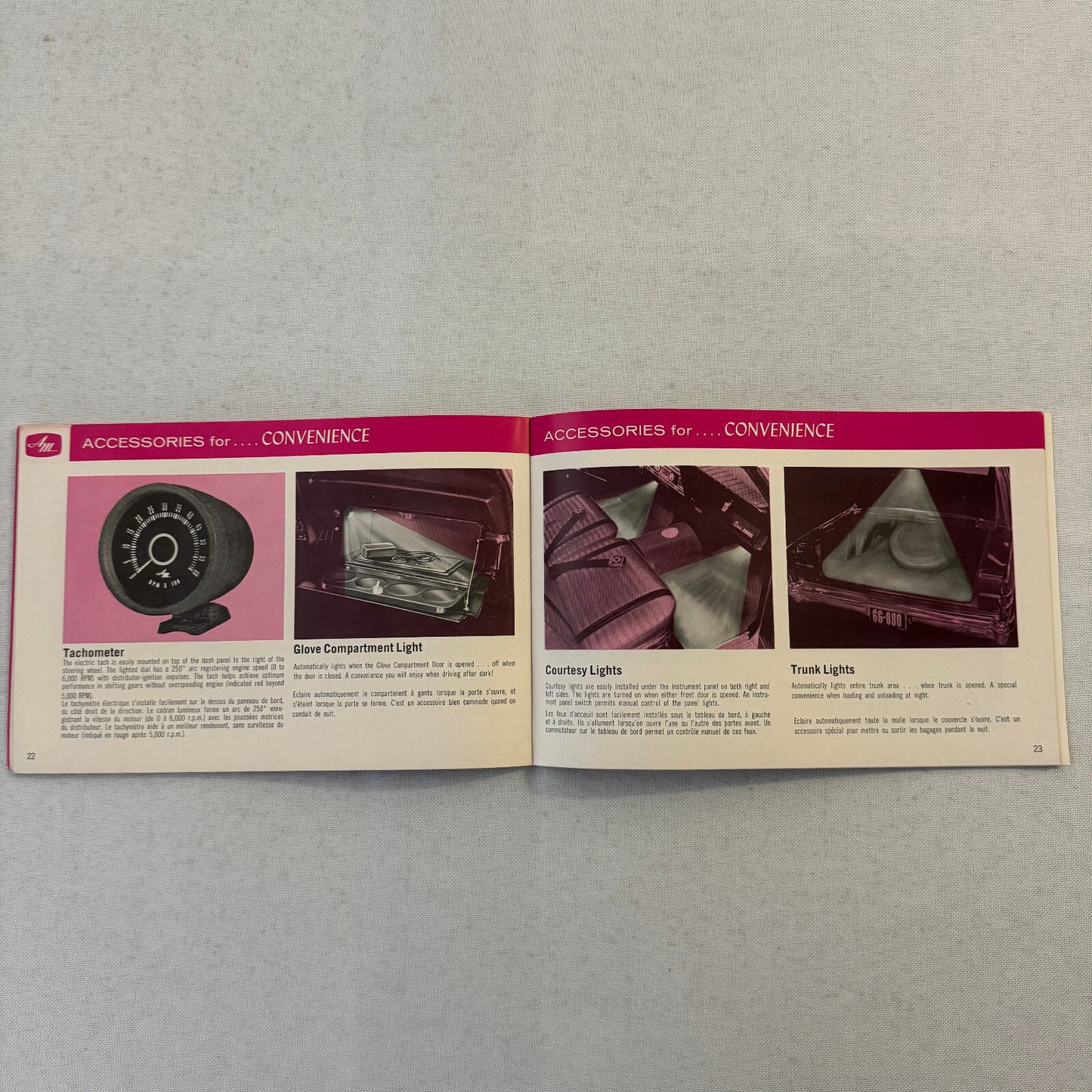 1966 American Motors Accessories Sales Brochure Catalog Advertising Wheels Radio