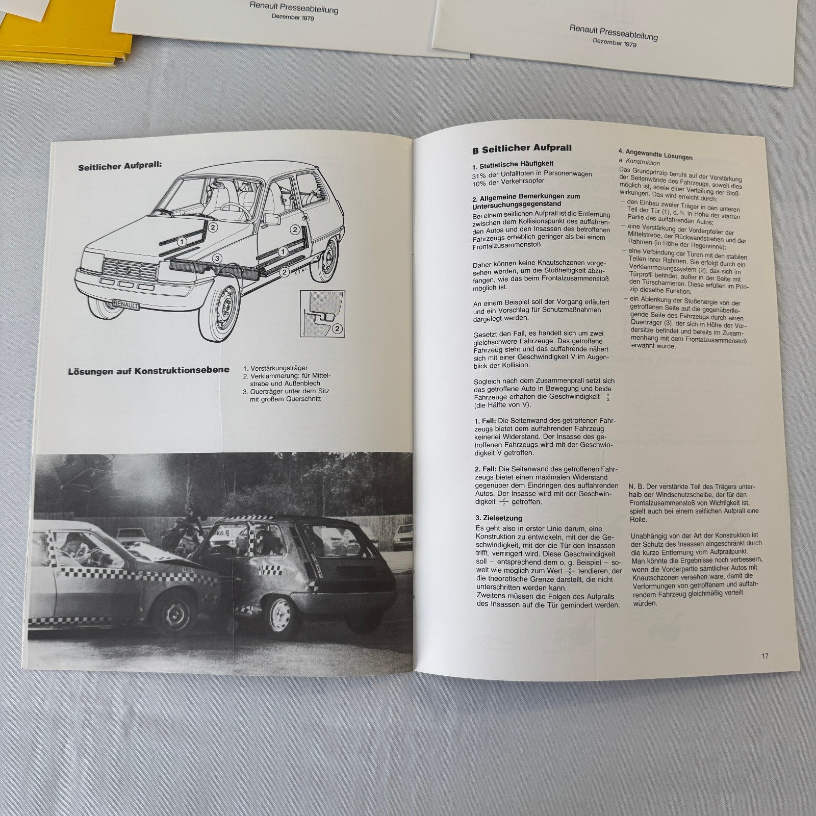 1980 Renault 5 Safety Testing Car Press Kit Brochure Photos Vintage GERMAN Text