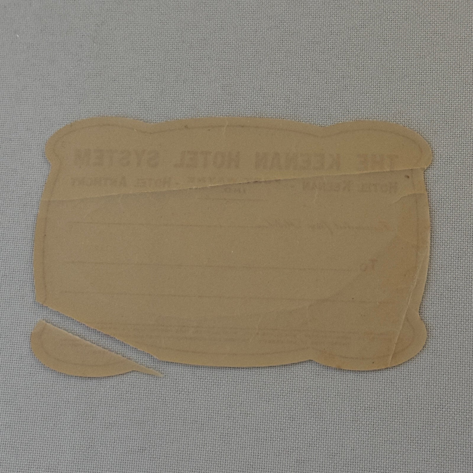 Vintage Hotel Travel Luggage Label Keenan Hotel System Fort Wayne Indiana