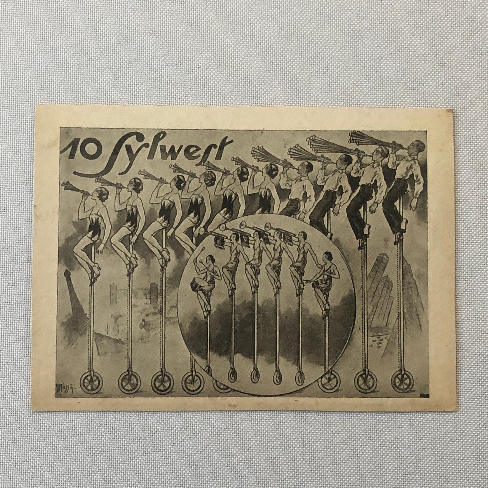 Circus Performer Troupe Act Postcard Post Card 10 Sylwest Unicycle Musician