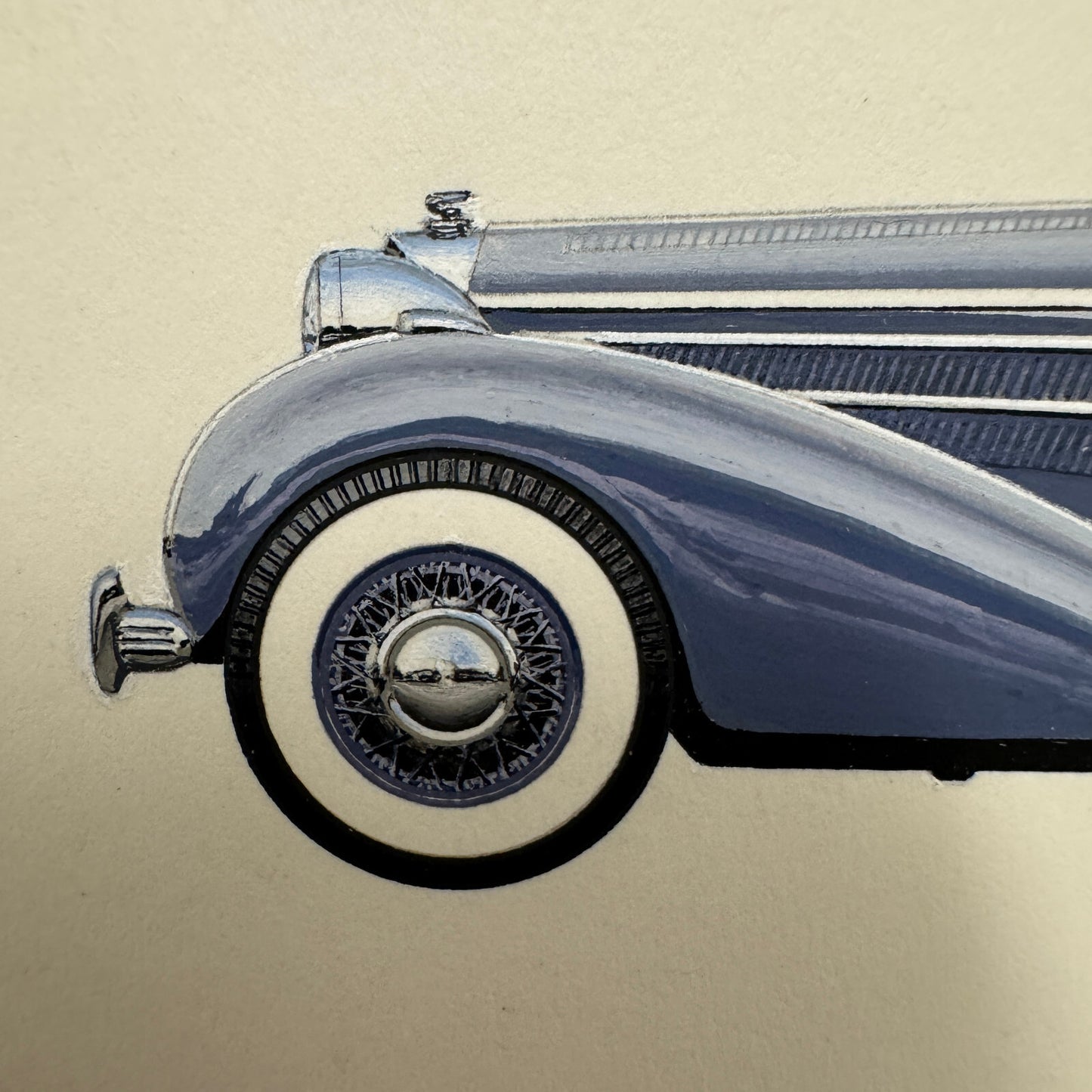 1939 Horch 853 A Special Roadster Illustration Art Drawing Vintage Miniature