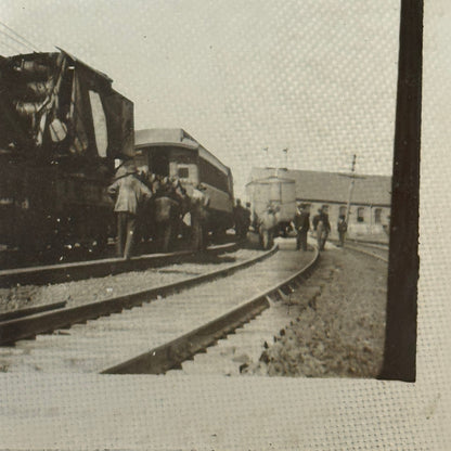 Antique Glass Plate Lantern Slide Photo Train with Crane