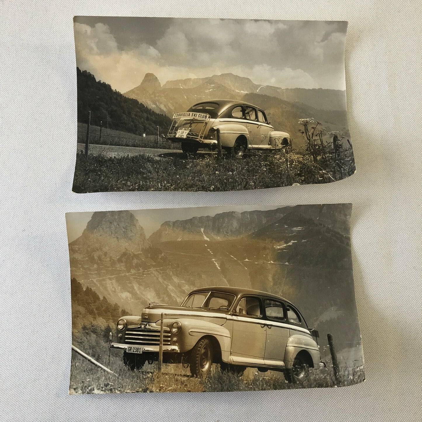 1947 Ford Corviglia Ski Club Car Photo Photograph Print Lot of 2 