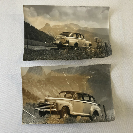 1947 Ford Corviglia Ski Club Car Photo Photograph Print Lot of 2 