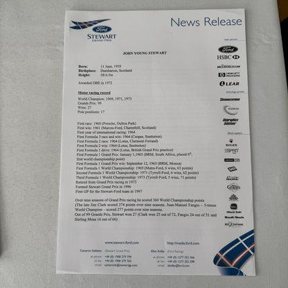 1999 Ford Jackie Stewart Racing Team SF3 Press Kit 35mm Slides Brochure Photos