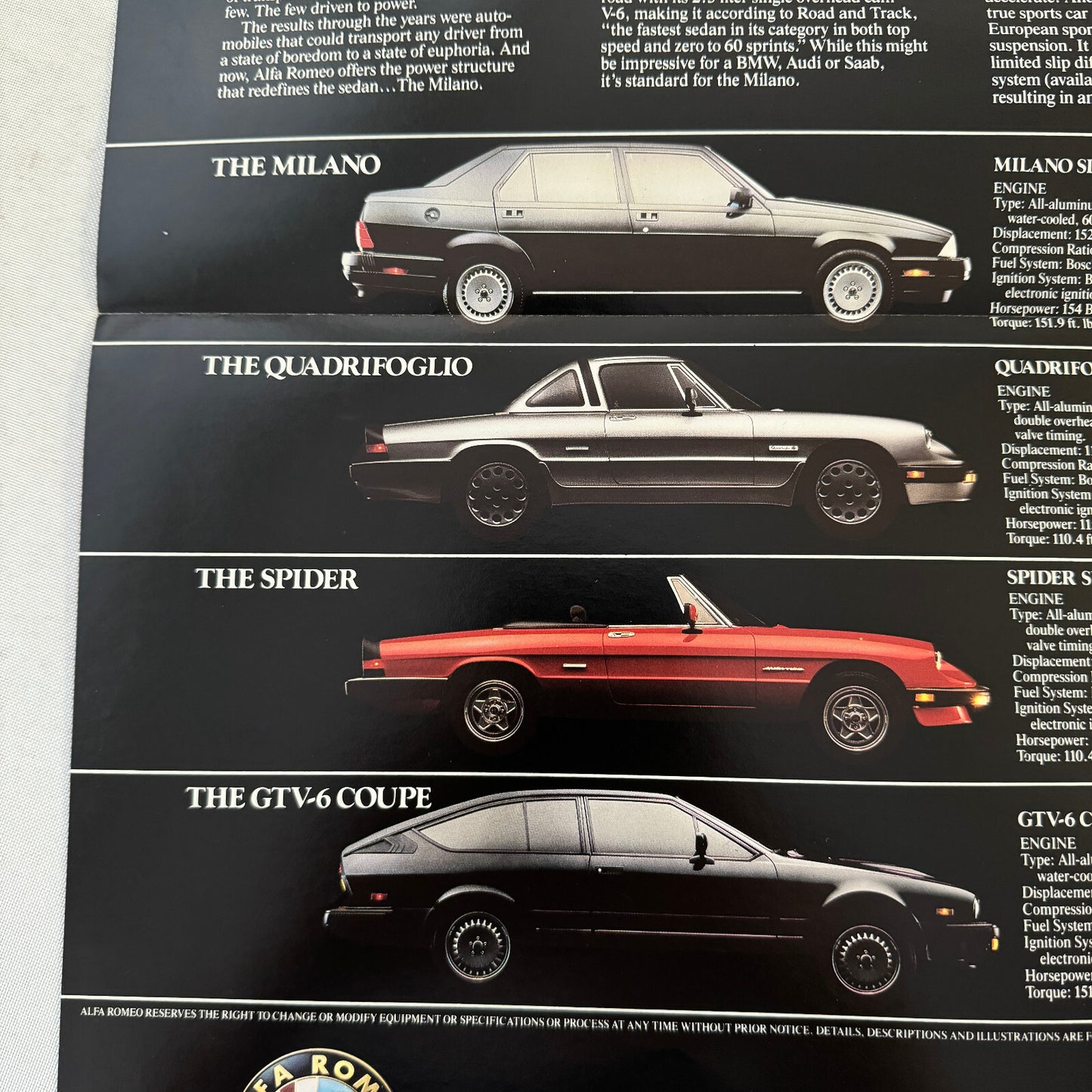 Alfa Romeo Car Sales Brochure Catalog Milano Quadrifoglio Spider GTV-6 GTV6 GTV