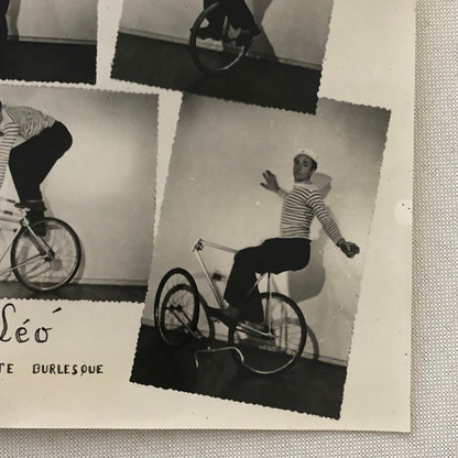 Circus Bicycle Unicycle Acrobat Burlesque Act Performer Photo Photograph Vintage