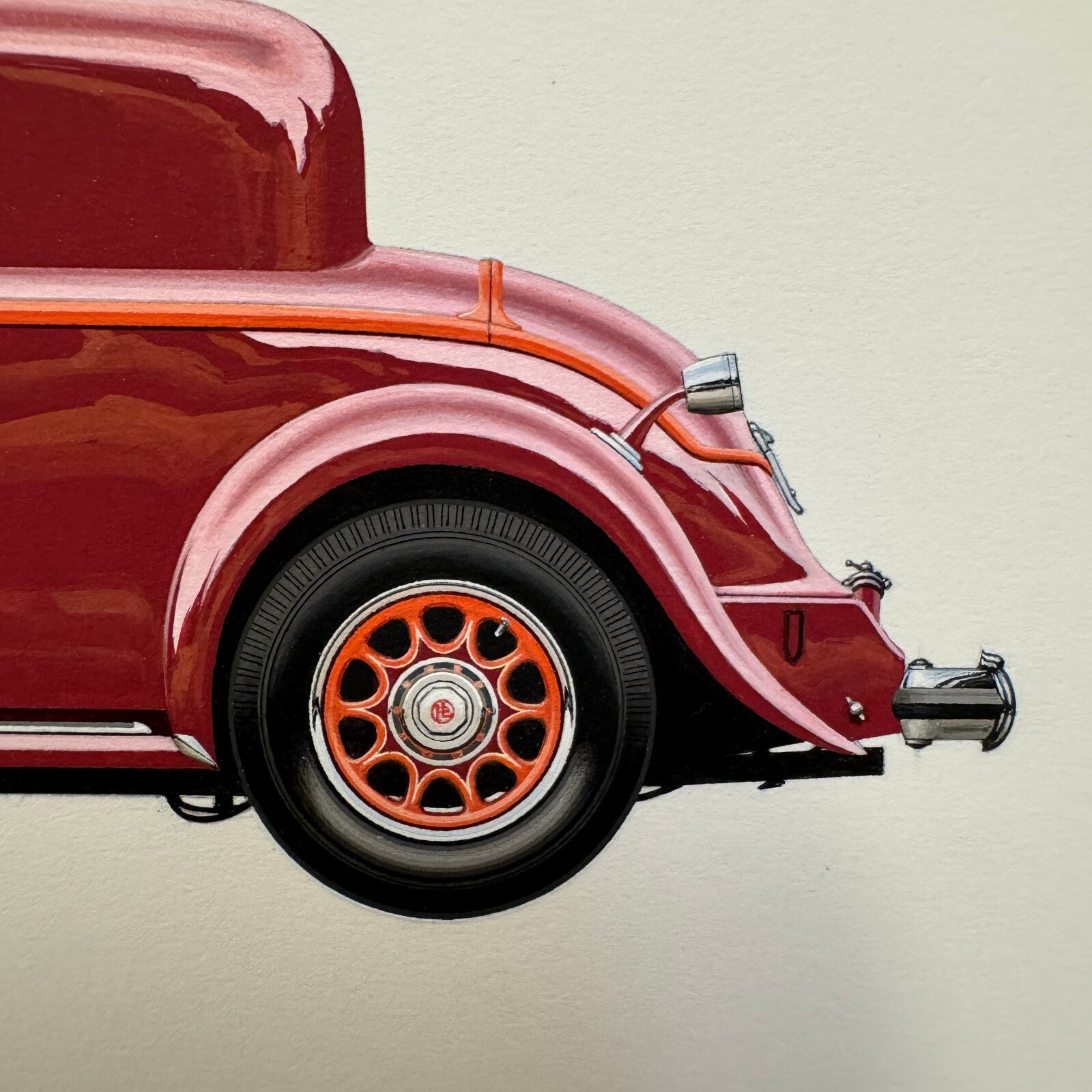 1933 Panhard 6 DS Coupe Car Illustration Art Drawing Hand Drawn