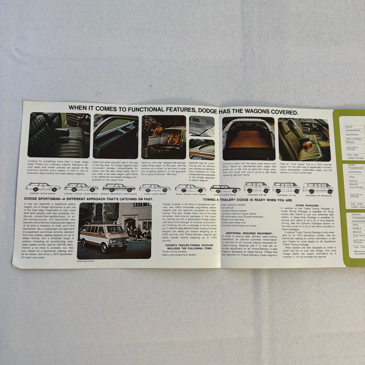 1973 Dodge Station Wagon Sales Brochure Catalog Dodge Coronet Polara Monaco Van