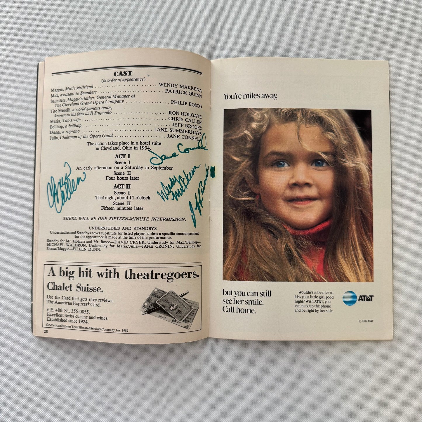 Lend Me A Tenor Cast Signed Program Playbill 1990 6x Signatures