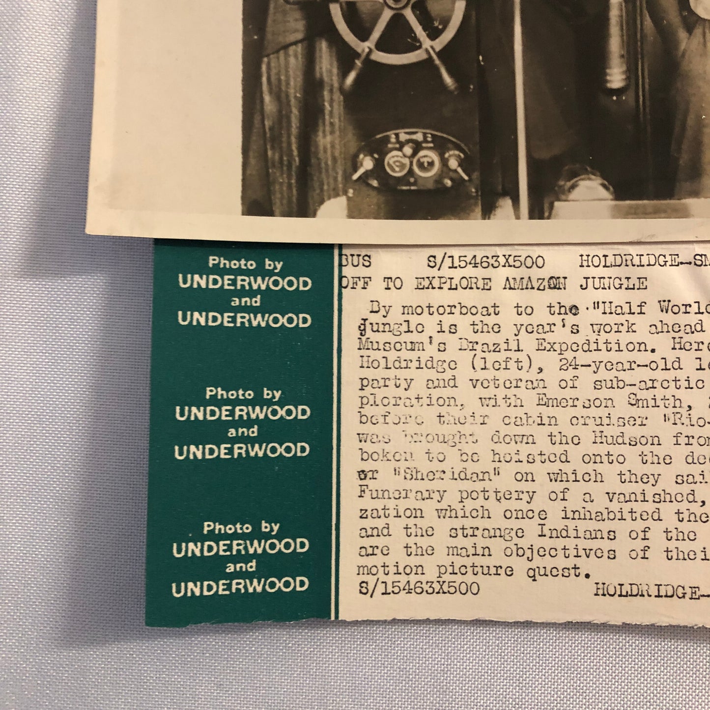 Press Photo Photograph Brooklyn Museum Brazil Expedition Boat Crew Underwood