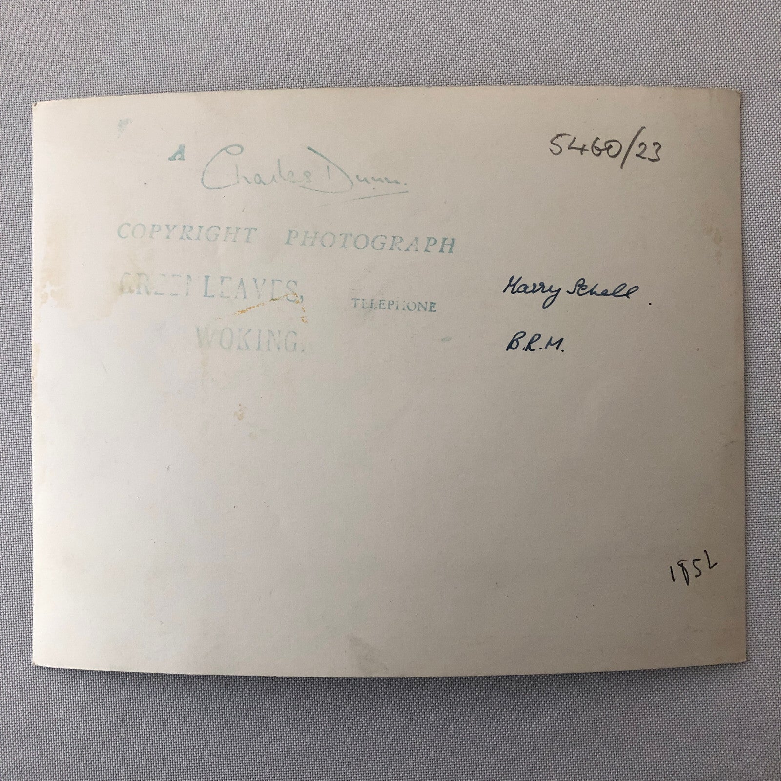 Vintage Racing Photo Photograph BRM Car Harry Schell