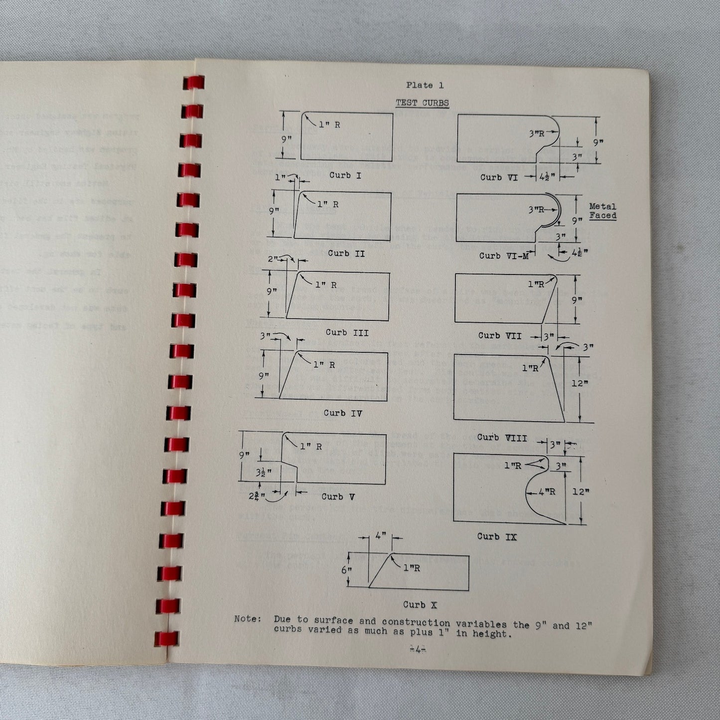 1953 California Civil Engineering Road Construction Report Curb Test Automobile