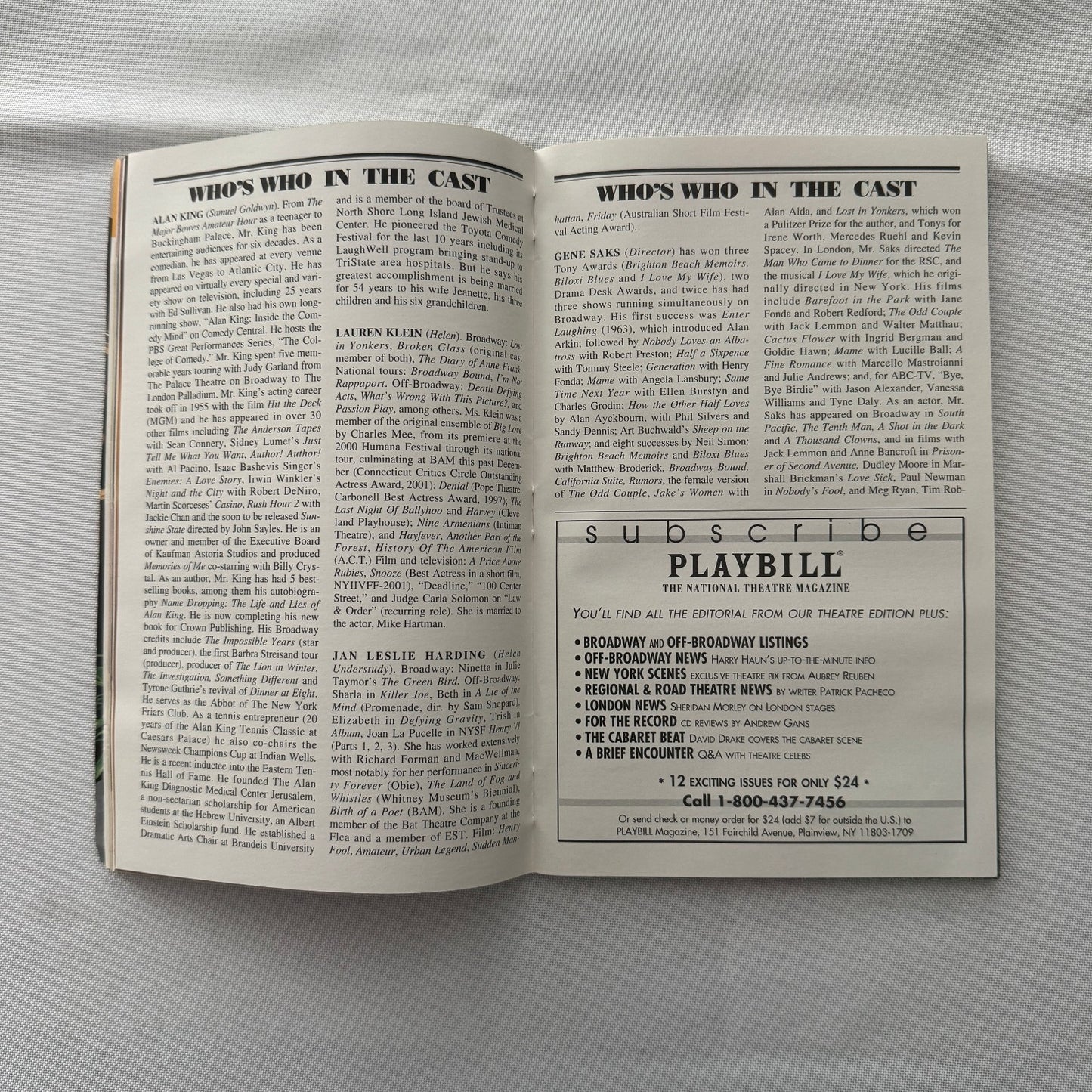 Mr Goldwyn Alan King Signed Playbill Program Autographed 2002