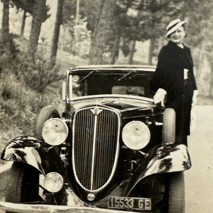 Vintage Photograph Photo Print Stylish Woman with Beautiful Automobile Car