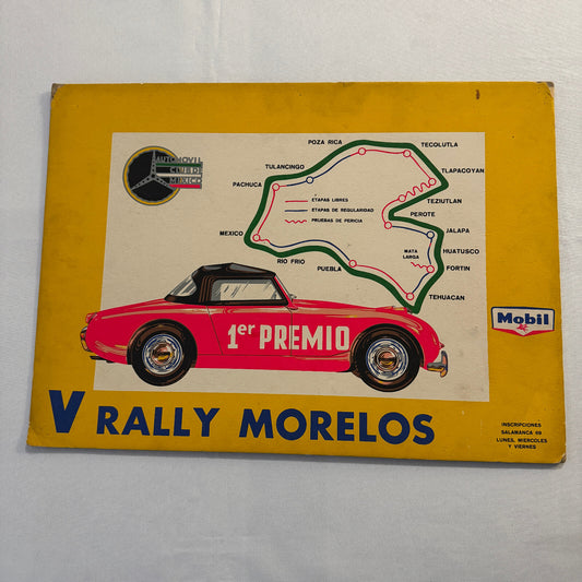 Vintage Poster Austin Healey Sprite Automovil Club Mexico Rally Morelos Racing