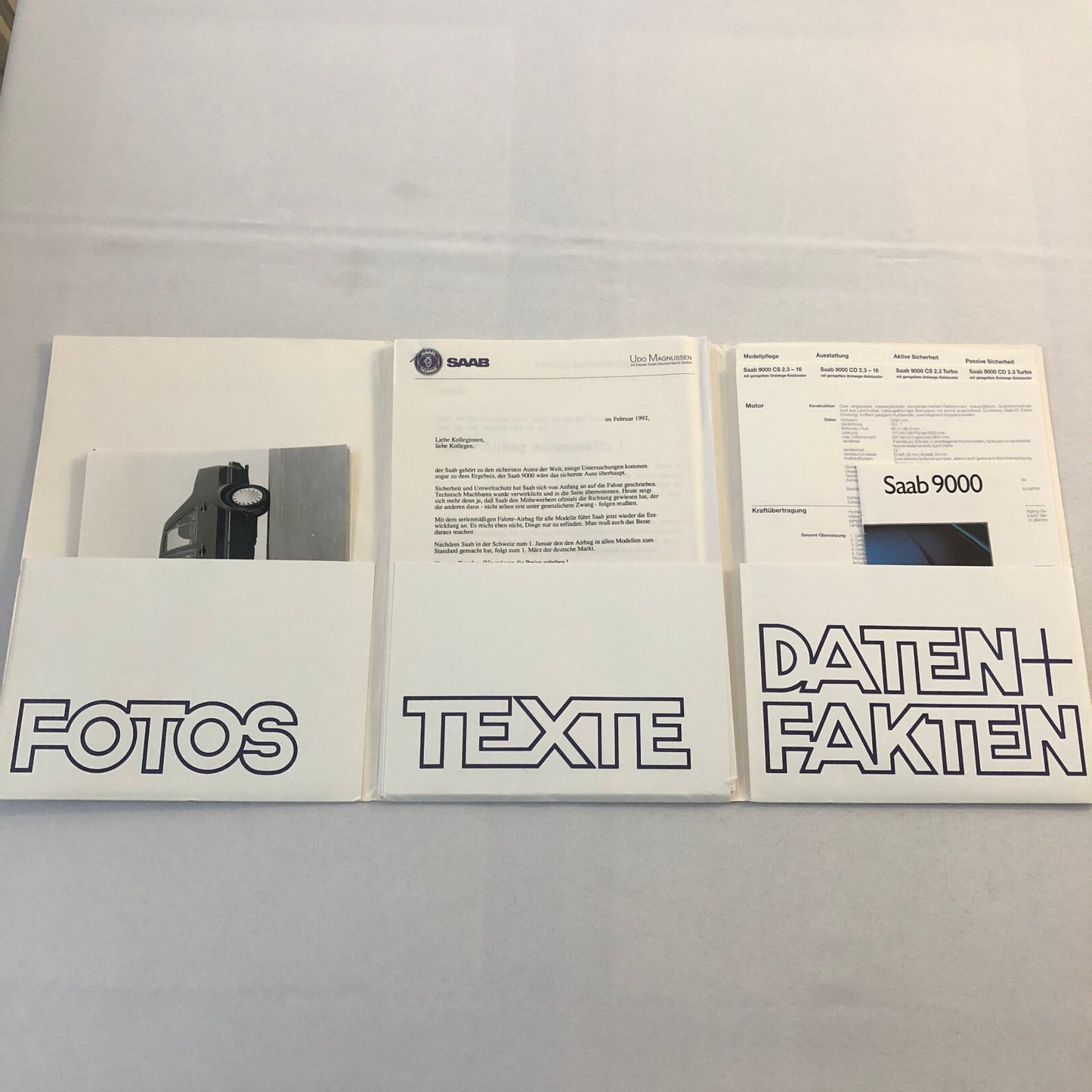 1992 Saab 9000 Car Press Kit Brochure Photos German Text