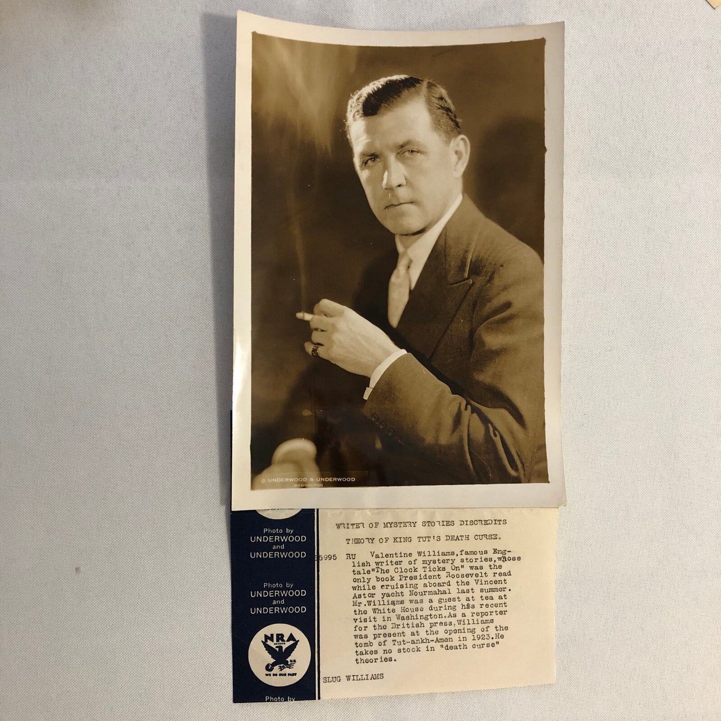 Valentine Williams British Writer Portrait Photo King Tut Franklin Roosevelt