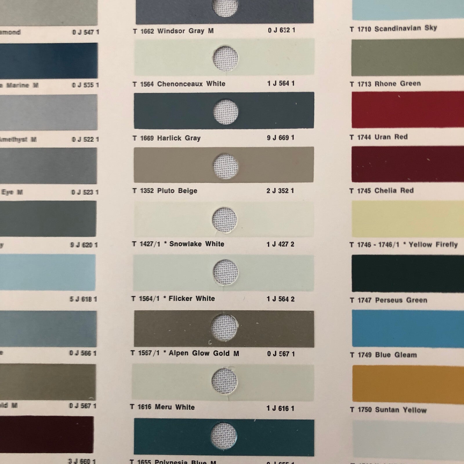 1968 1969 Toyota Car Paint Chip Color Sample Sheet Valentine