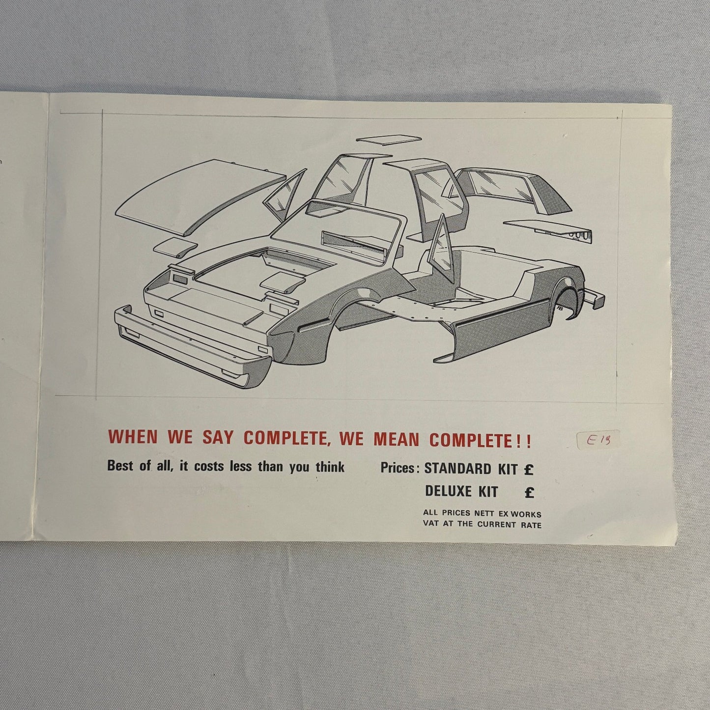 Vintage Talon VW Volkswagen Beetle Chassis Kit Car Sales Brochure Catalog