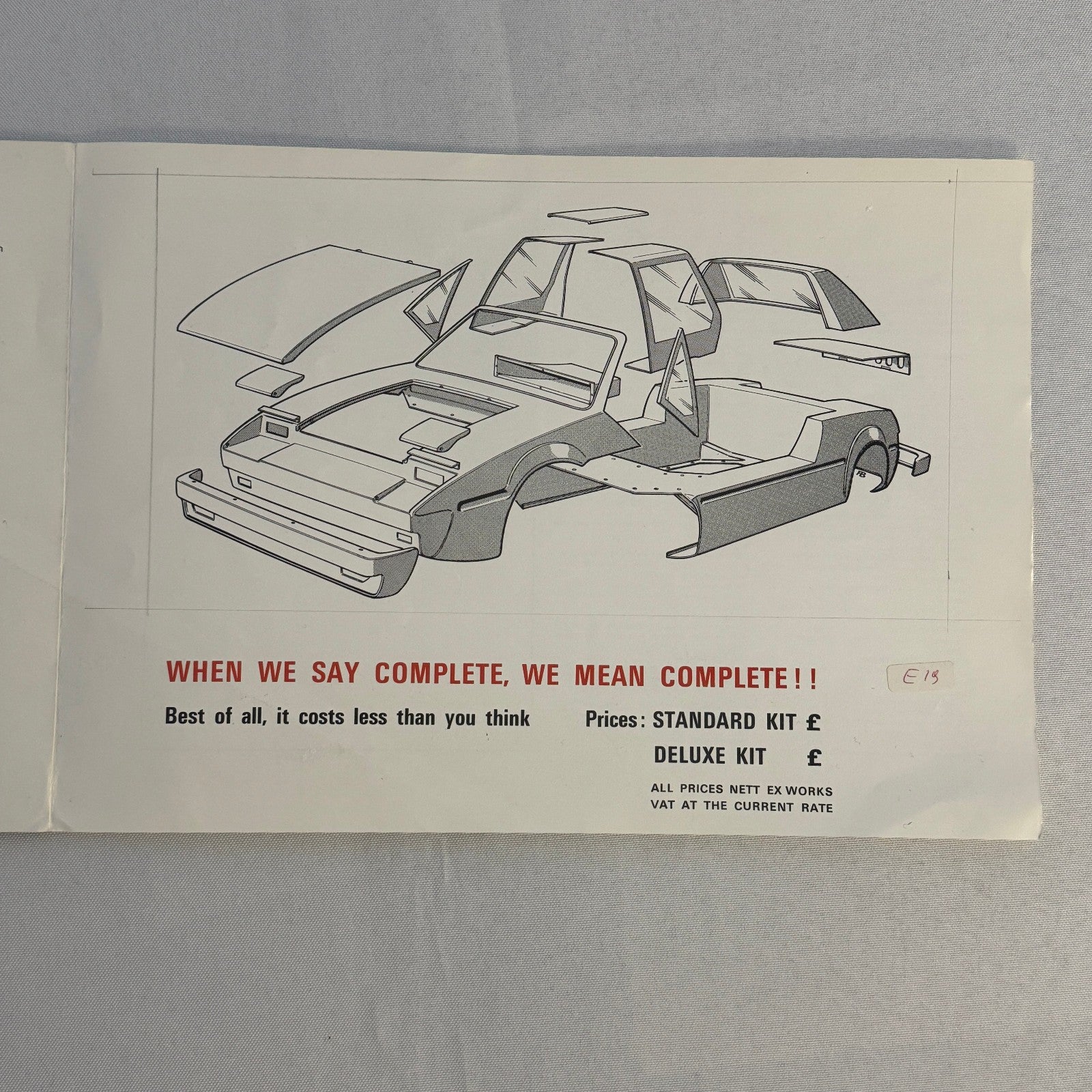 Vintage Talon VW Volkswagen Beetle Chassis Kit Car Sales Brochure Catalog
