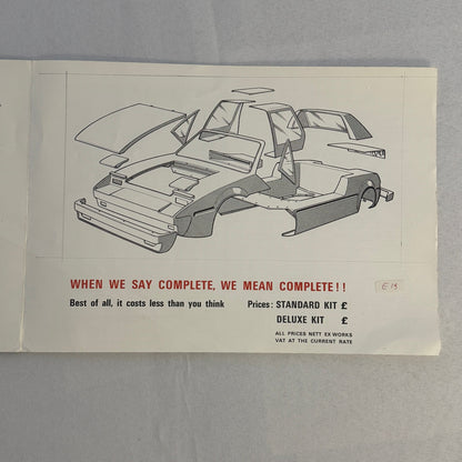 Vintage Talon VW Volkswagen Beetle Chassis Kit Car Sales Brochure Catalog