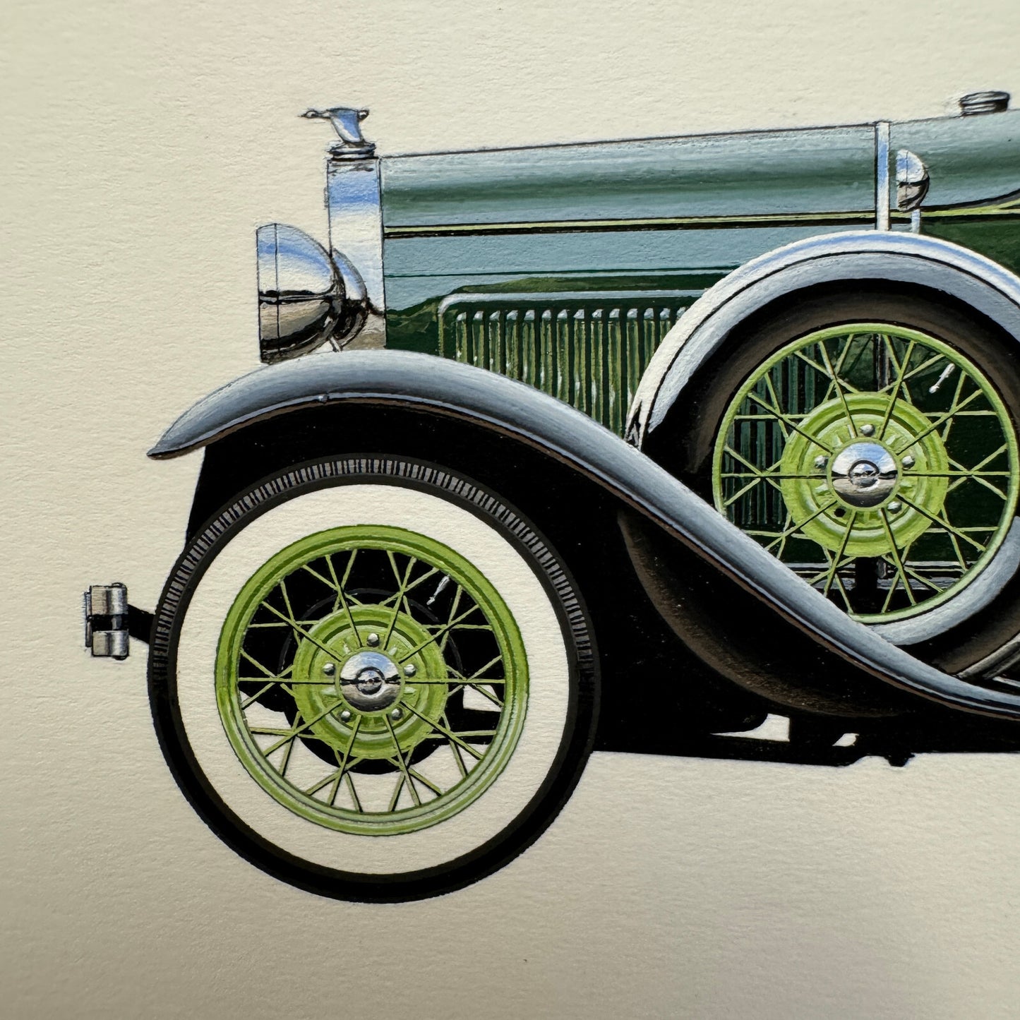 1930 Ford Model A Roadster Car Illustration Art Drawing Hand Drawn Robert Preis