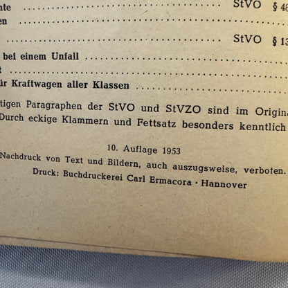 1953 Drivers Training Handbook Book German Germany Car Automobile