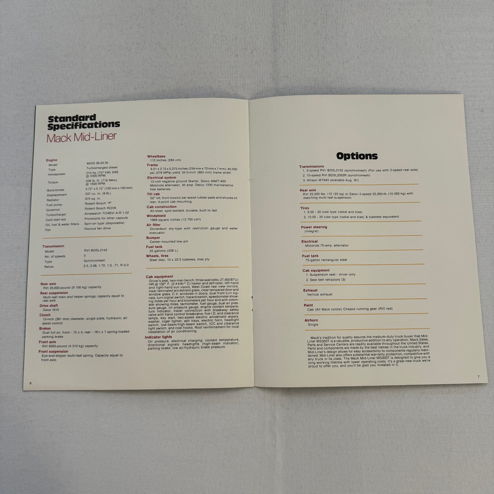 Mack MS300 Midliner Tractor Truck Sales Brochure Catalog