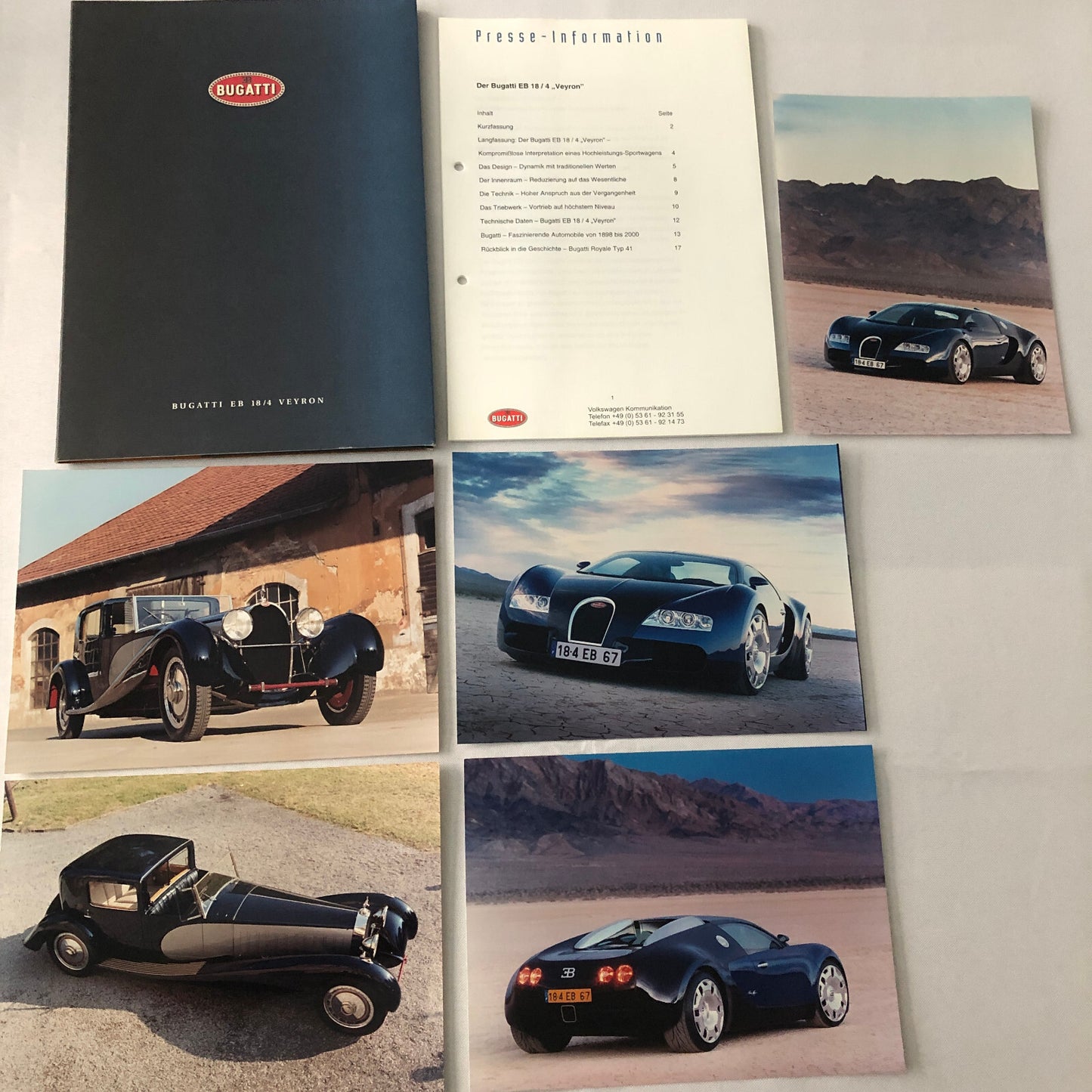 Bugatti Veyron Press Kit Brochure Photos 2002 German Text Bugatti Royale