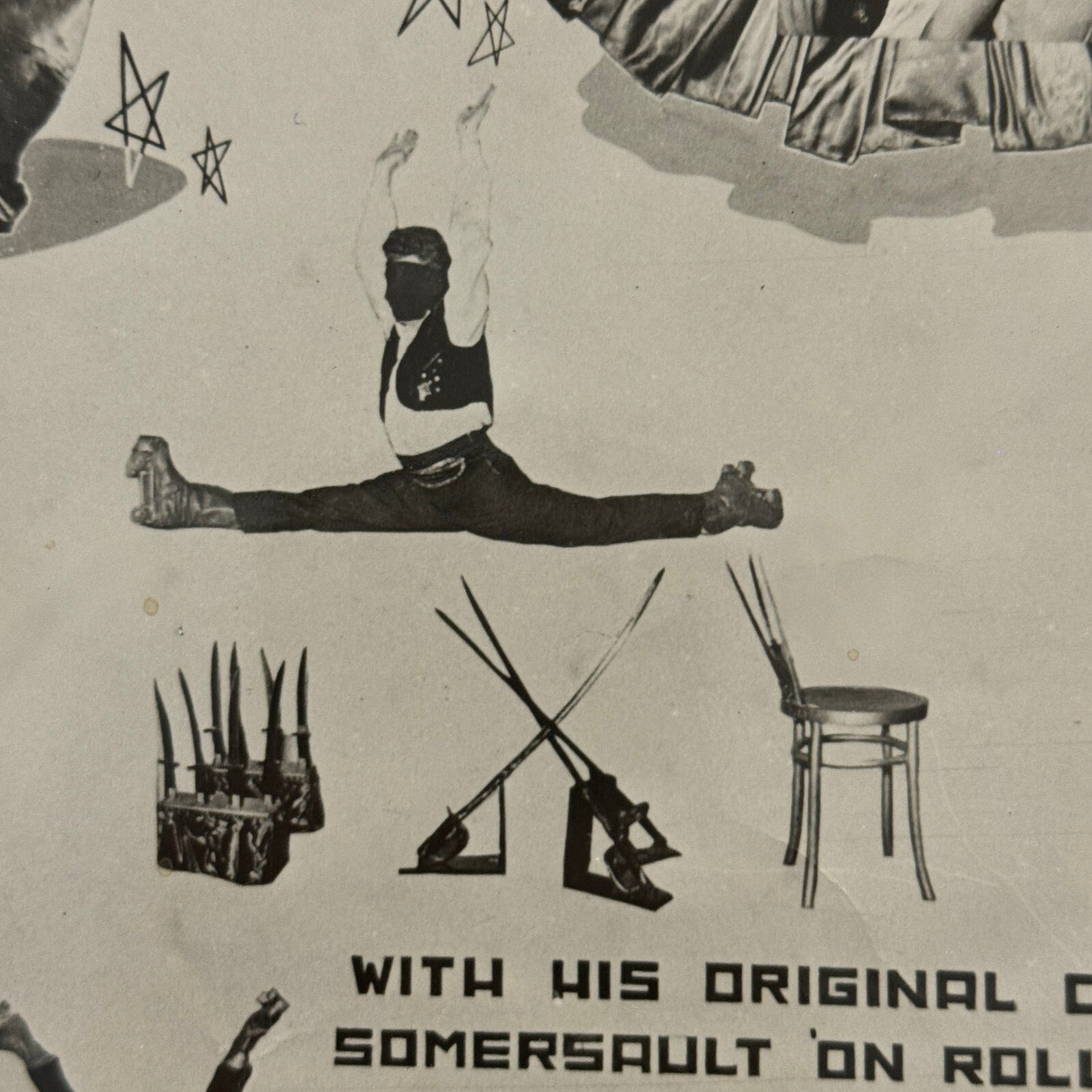 Vintage Circus Roller Skating Danger Act Postcard Post Card Ricardo Torez