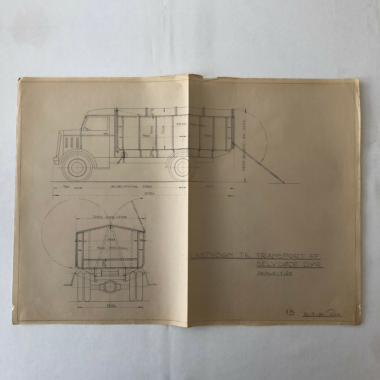 1936 Coachbuilder Truck Design Blueprint Rendering Blue Print 