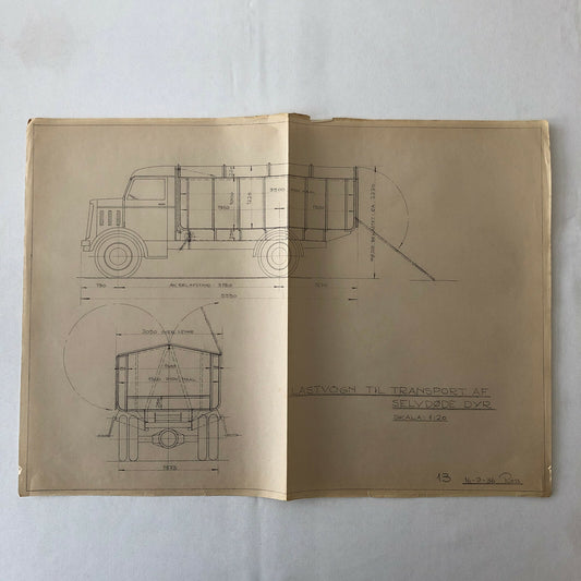 1936 Coachbuilder Truck Design Blueprint Rendering Blue Print 
