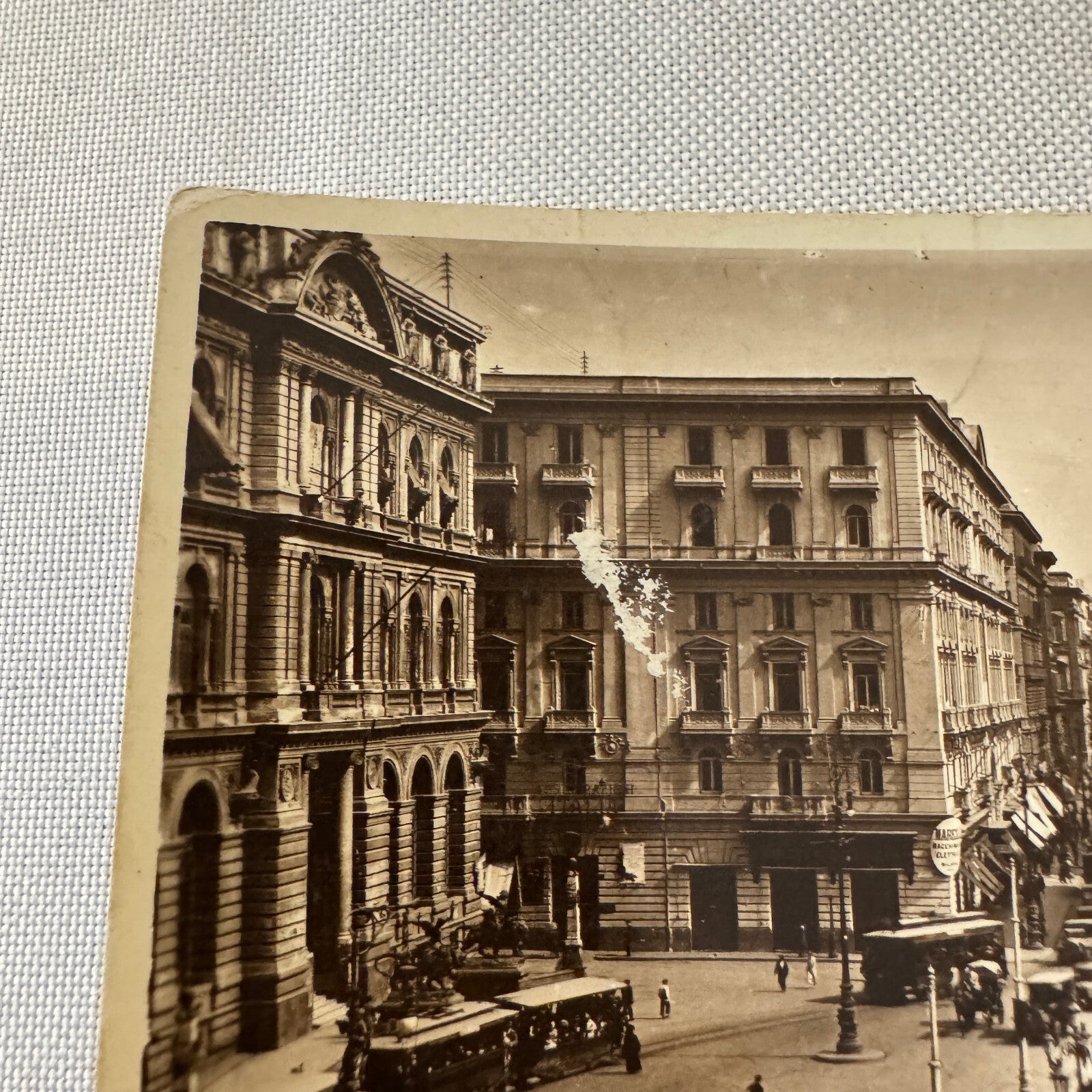 Vintage Italian Postcard Post Card Napoli Della Borsa Naples Italy Automobile